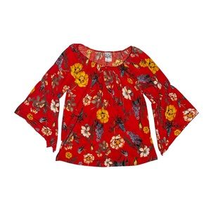 Floral Blood Orange naïf Small Lightweight Blouse
